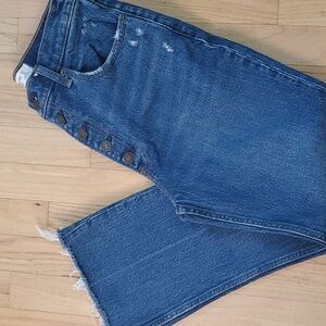Abercrombie & Fitch The Kick Flare Ultra High Rise Jeans, size 27, dark wash.